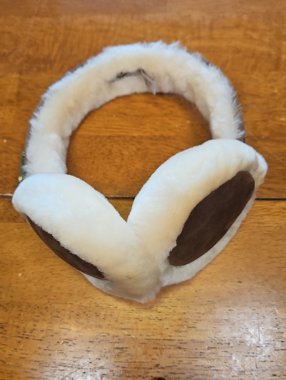 UGG Cream and Brown Fuzzy Ear Muffs With Original Box